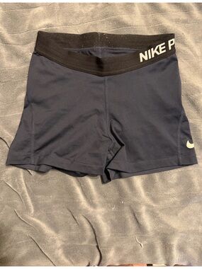 Nike Women's Navy Athletic Shorts with Black Waistband